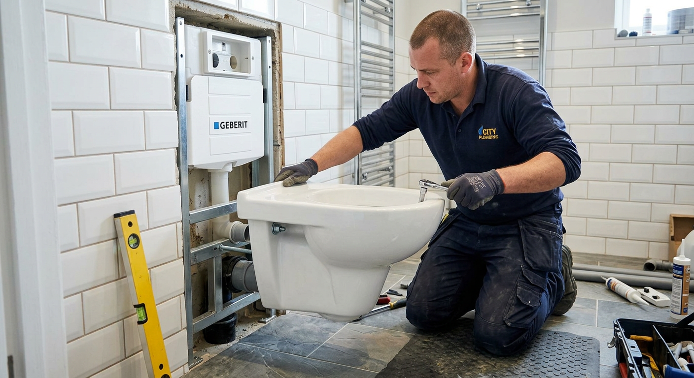 Pose de WC suspendu par un plombier professionnel à Noisy-le-Grand